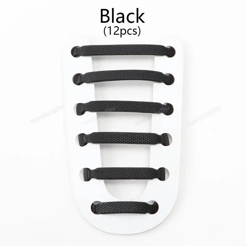 12pcs Silicone no Tie Elastic Shoe Laces for Kids & Adults Shoes