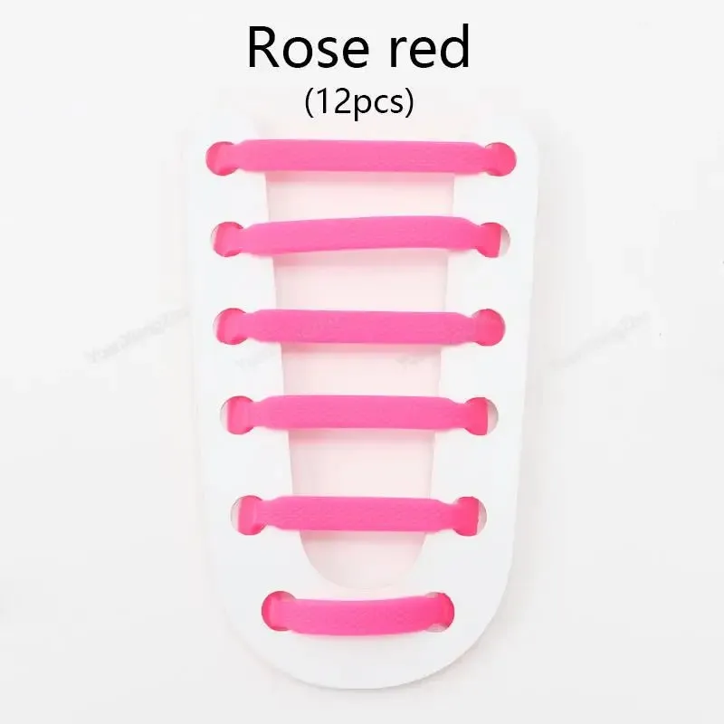 12pcs Silicone no Tie Elastic Shoe Laces for Kids & Adults Shoes