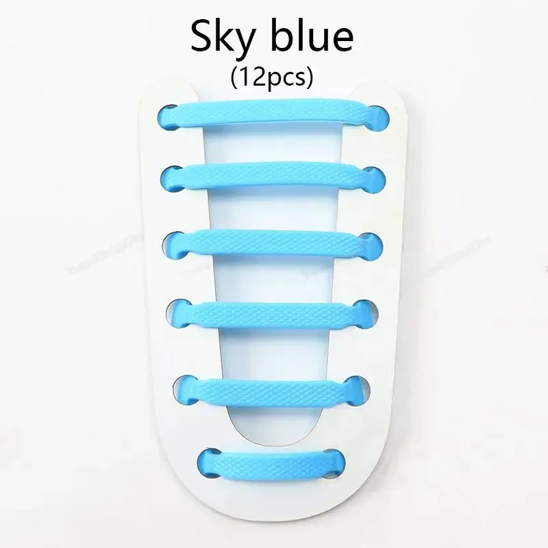 12pcs Silicone no Tie Elastic Shoe Laces for Kids & Adults Shoes