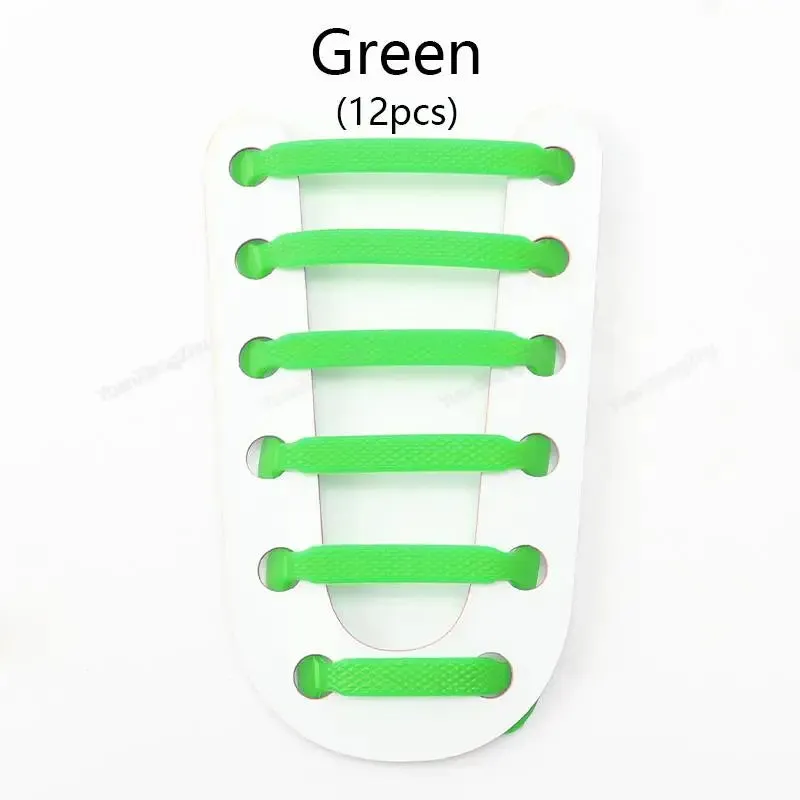 12pcs Silicone no Tie Elastic Shoe Laces for Kids & Adults Shoes