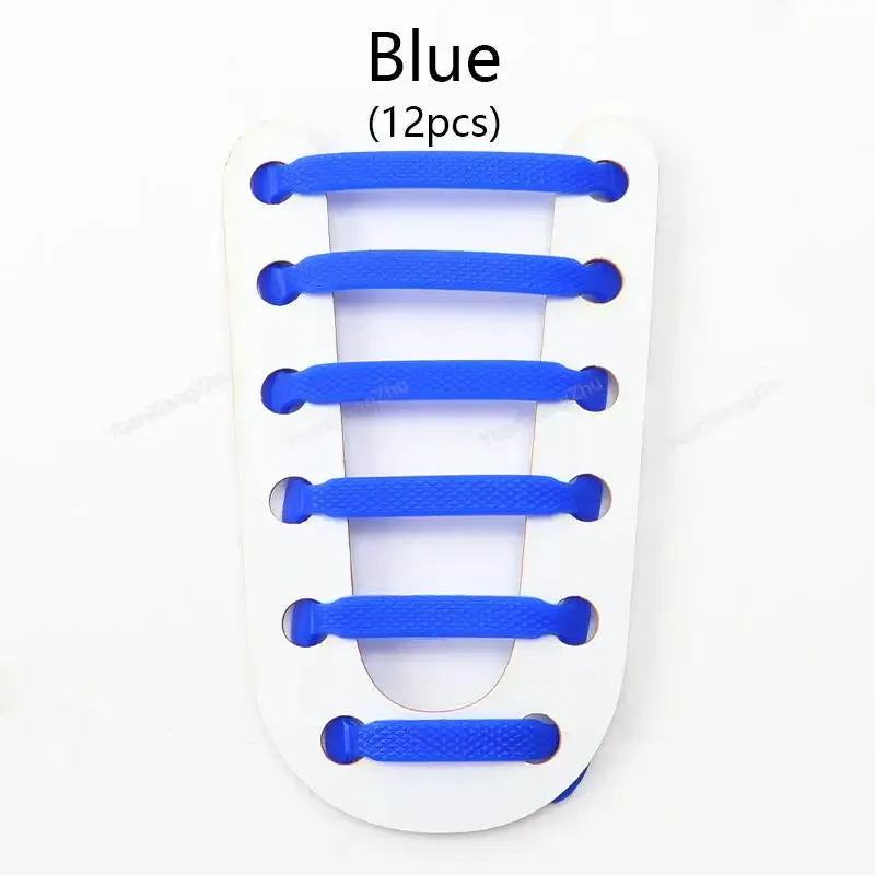12pcs Silicone no Tie Elastic Shoe Laces for Kids & Adults Shoes
