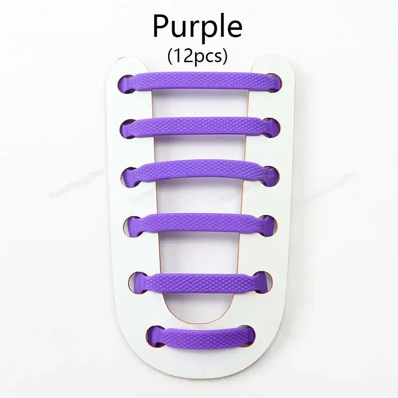 12pcs Silicone no Tie Elastic Shoe Laces for Kids & Adults Shoes