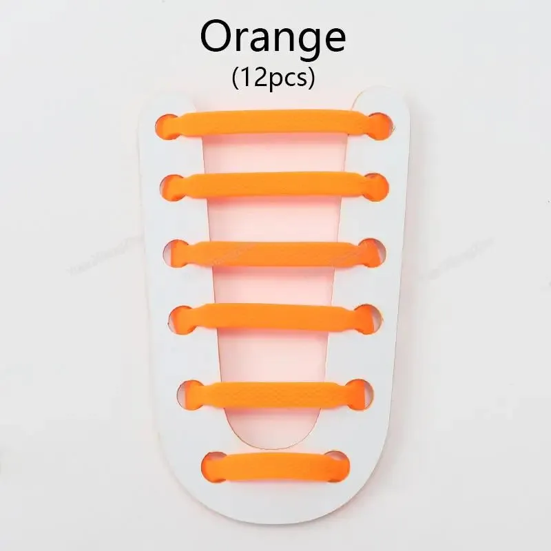 12pcs Silicone no Tie Elastic Shoe Laces for Kids & Adults Shoes
