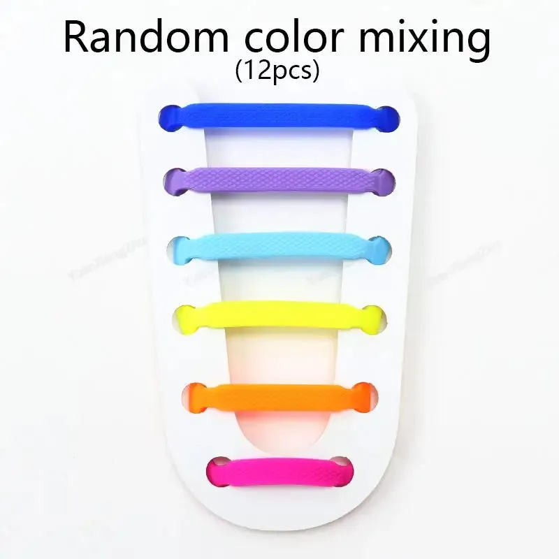 12pcs Silicone no Tie Elastic Shoe Laces for Kids & Adults Shoes