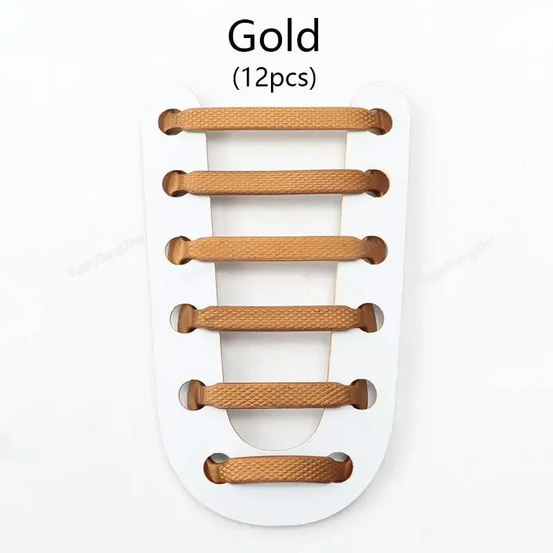 12pcs Silicone no Tie Elastic Shoe Laces for Kids & Adults Shoes
