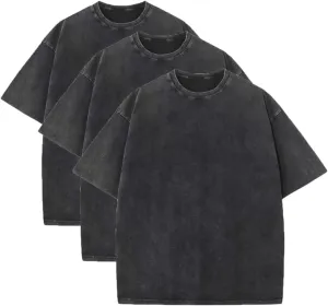 3 Pcs Men's Oversized Heavy Cotton Summer T-Shirts Vintage Tee Loose Fit Short Sleeve Casual Tshirts for Men Women