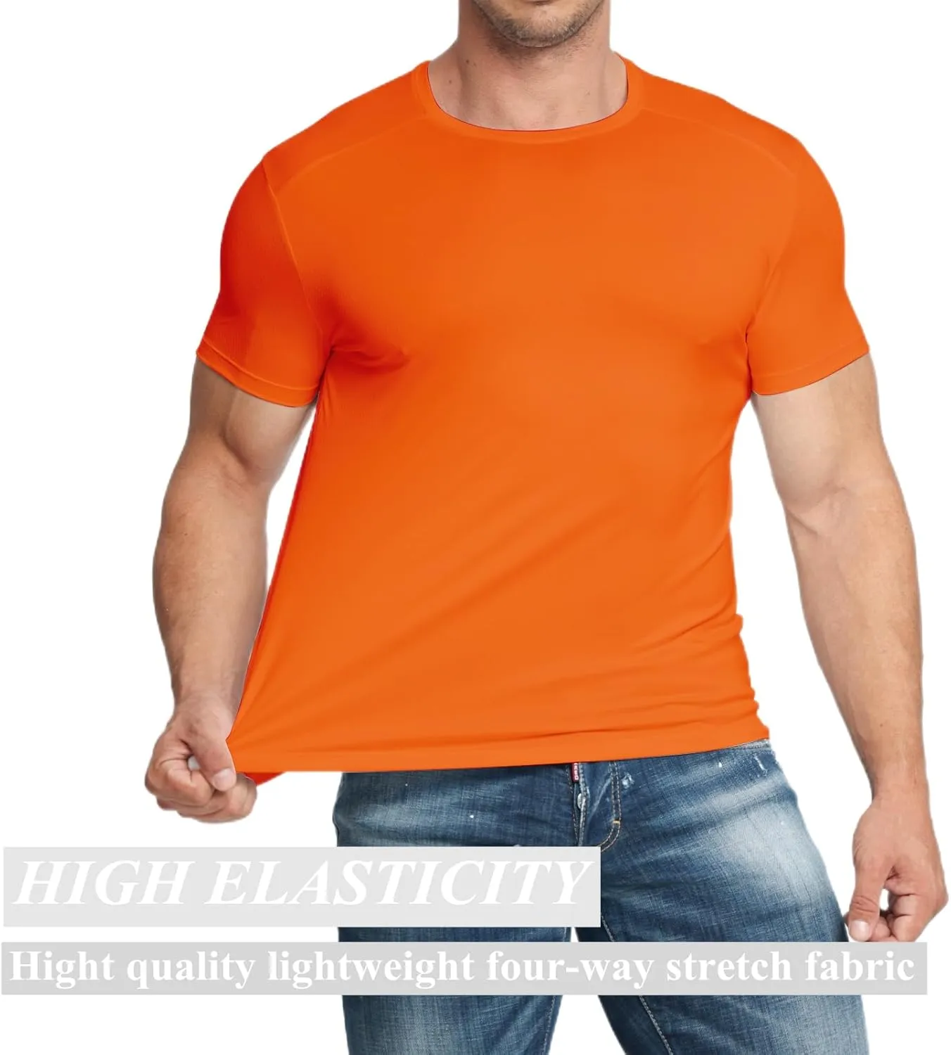 5 Pack Mens Workout T Shirts Running Athletic Quick Dry Short Sleeve Crew Neck Polyester Summer Performance Tee