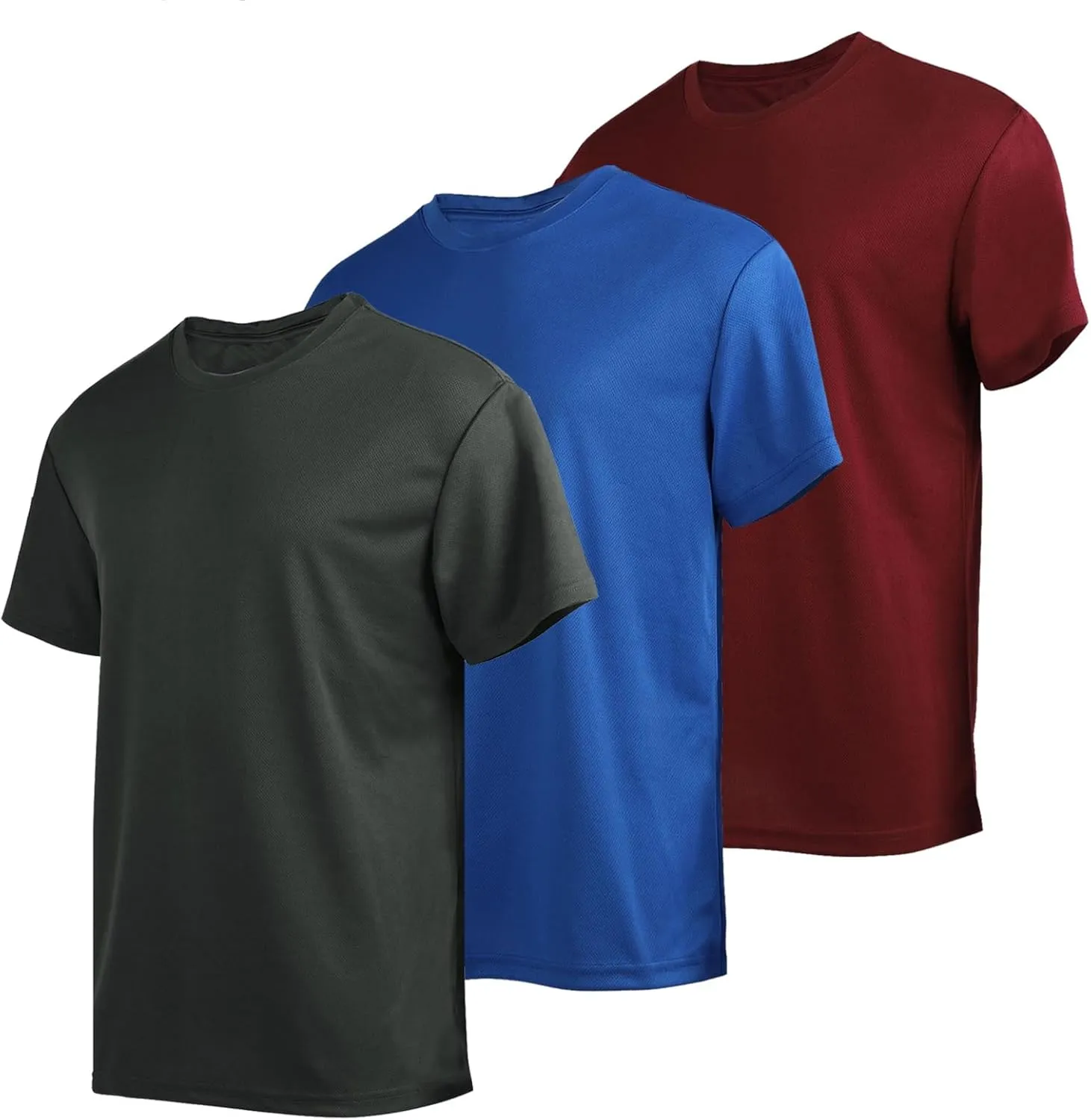 5 Pack Mens Workout T Shirts Running Athletic Quick Dry Short Sleeve Crew Neck Polyester Summer Performance Tee