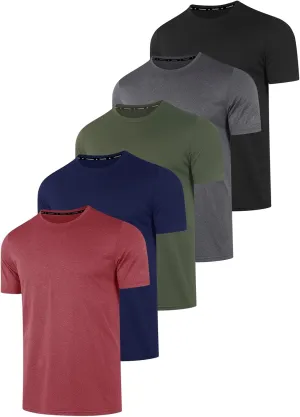 5 Pack Workout Shirts for Men T Shirts Quick Dry UPF 50  Sun Protection Athletic Short Sleeve Tops Lightweight Summer Tee