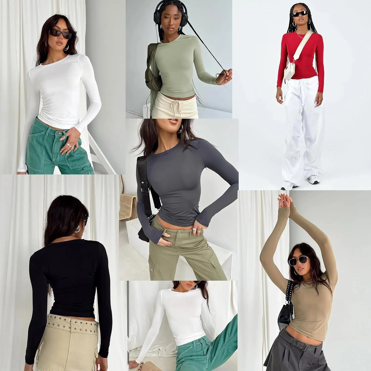 Abardsion Women's Casual Basic Going Out Crop Tops Slim Fit Short Sleeve Crew Neck Tight T Shirts 2025