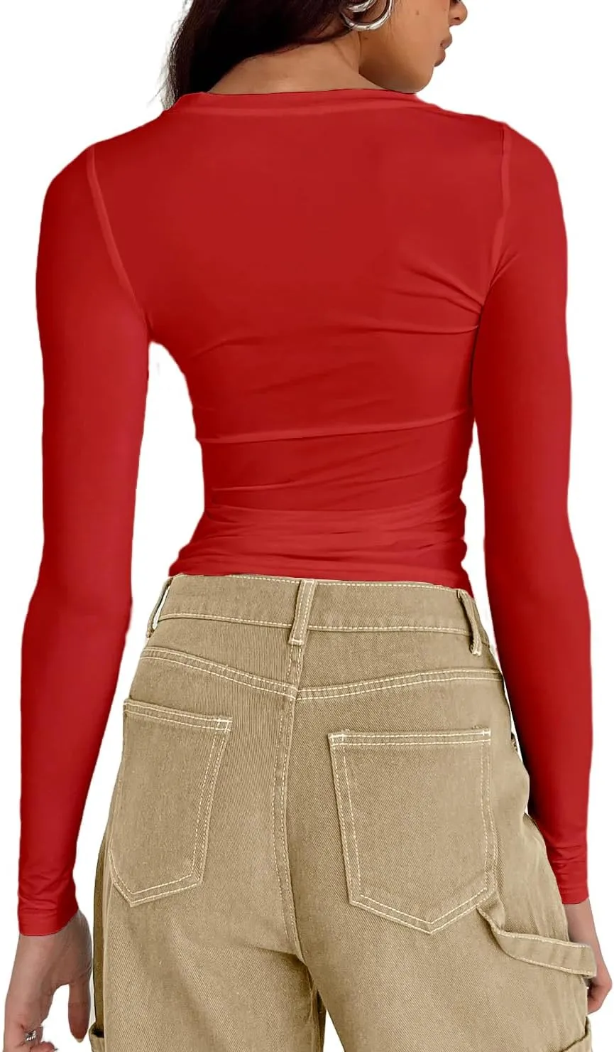 Abardsion Women's Casual Basic Going Out Crop Tops Slim Fit Short Sleeve Crew Neck Tight T Shirts 2025