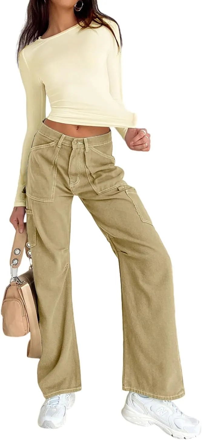 Abardsion Women's Casual Basic Going Out Crop Tops Slim Fit Short Sleeve Crew Neck Tight T Shirts 2025
