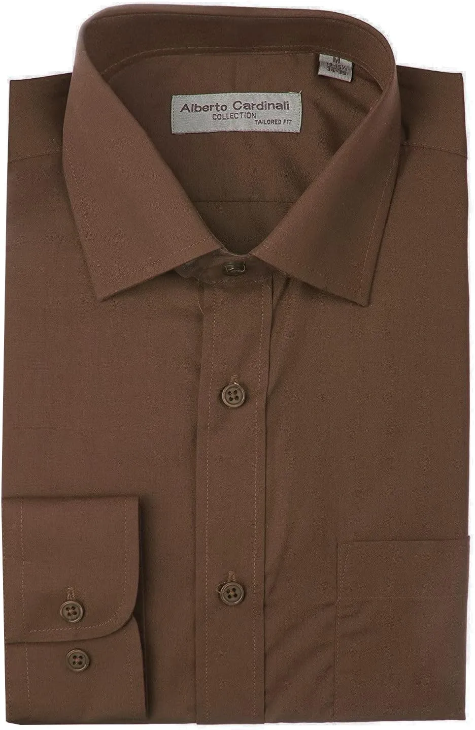 Alberto Cardinali Men's Tailored Fit Long Sleeve Wrinkle Resistant Dress Shirt