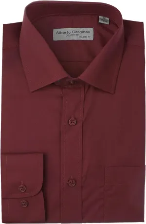 Alberto Cardinali Men's Tailored Fit Long Sleeve Wrinkle Resistant Dress Shirt