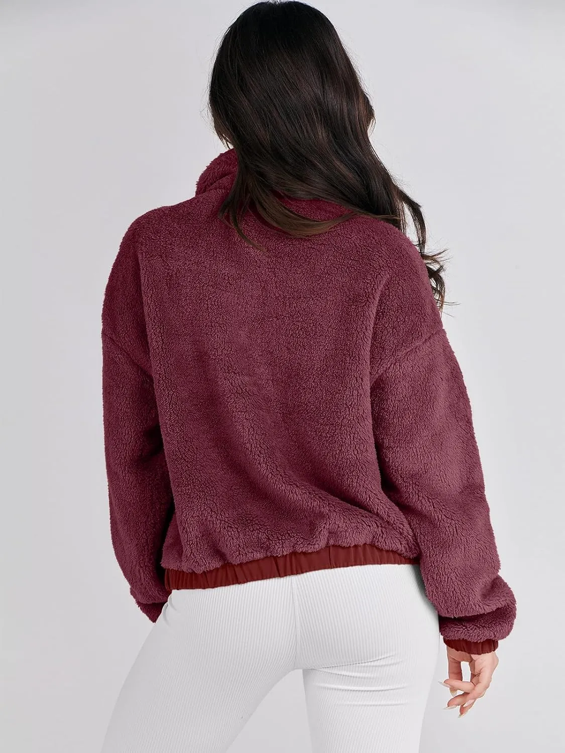 ANRABESS Womens Fleece Jacket Casual Long Sleeve Cropped Sherpa Button Down Fuzzy Warm Coats Fall Outwear With Pockets