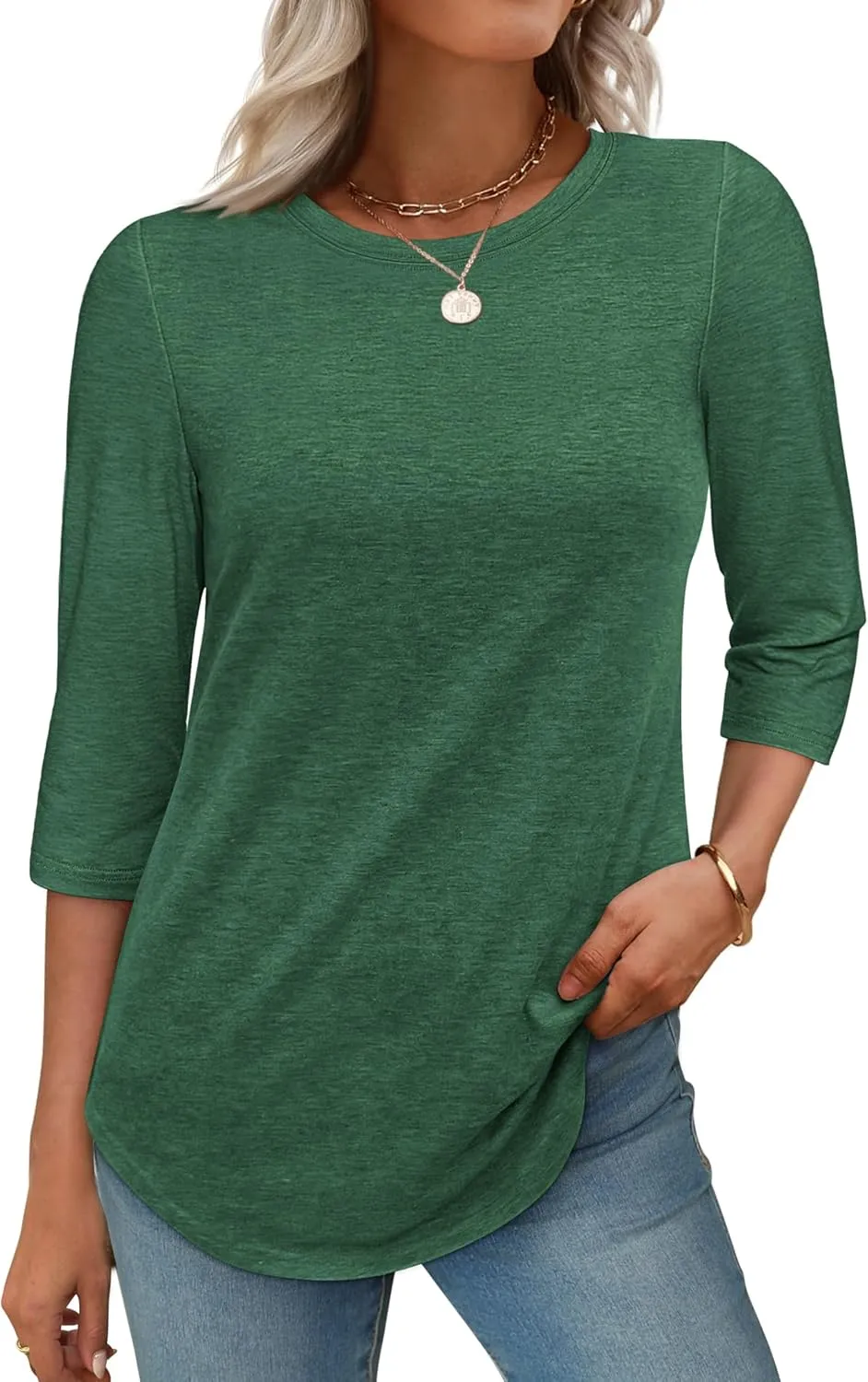 ATHMILE Womens 3/4 Sleeve T-Shirts Summer Tops Fall Fashion Blouses Beach Vacation Clothes Spring Tunic 2025 Trendy