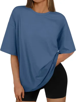 AUTOMET Womens Oversized T Shirts Workout Plus Size Short Sleeve Tops Casual Loose Basic Tees Summer Trendy Outfits 2025