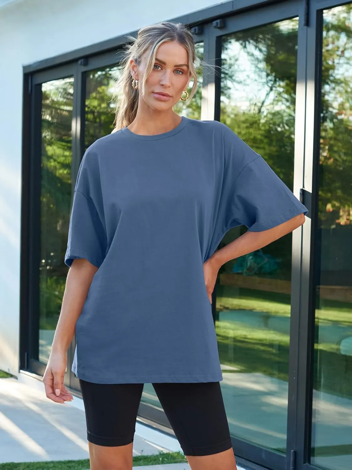 AUTOMET Womens Oversized T Shirts Workout Plus Size Short Sleeve Tops Casual Loose Basic Tees Summer Trendy Outfits 2025