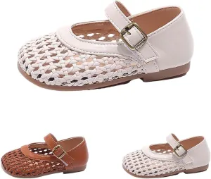 Baby Girls Leather Hollow Sandals High Heel Soft Non Slip Breathable Ankle Sandals Infant Newborn Adjusted Strap Shoes