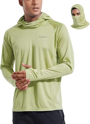 baleaf Men's Sun Protection Hoodie Shirt UPF 50  Long Sleeve UV SPF T-Shirts with Mask Rash Guard Fishing Lightweight