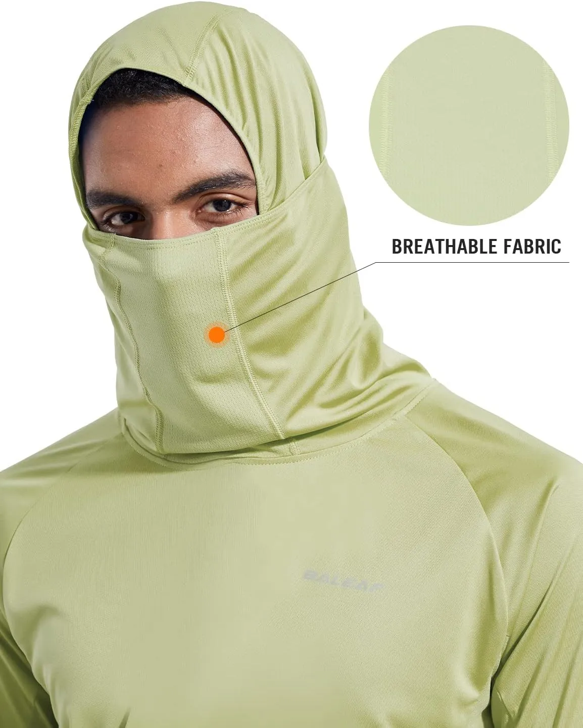 baleaf Men's Sun Protection Hoodie Shirt UPF 50  Long Sleeve UV SPF T-Shirts with Mask Rash Guard Fishing Lightweight