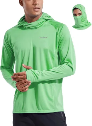 baleaf Men's Sun Protection Hoodie Shirt UPF 50  Long Sleeve UV SPF T-Shirts with Mask Rash Guard Fishing Lightweight