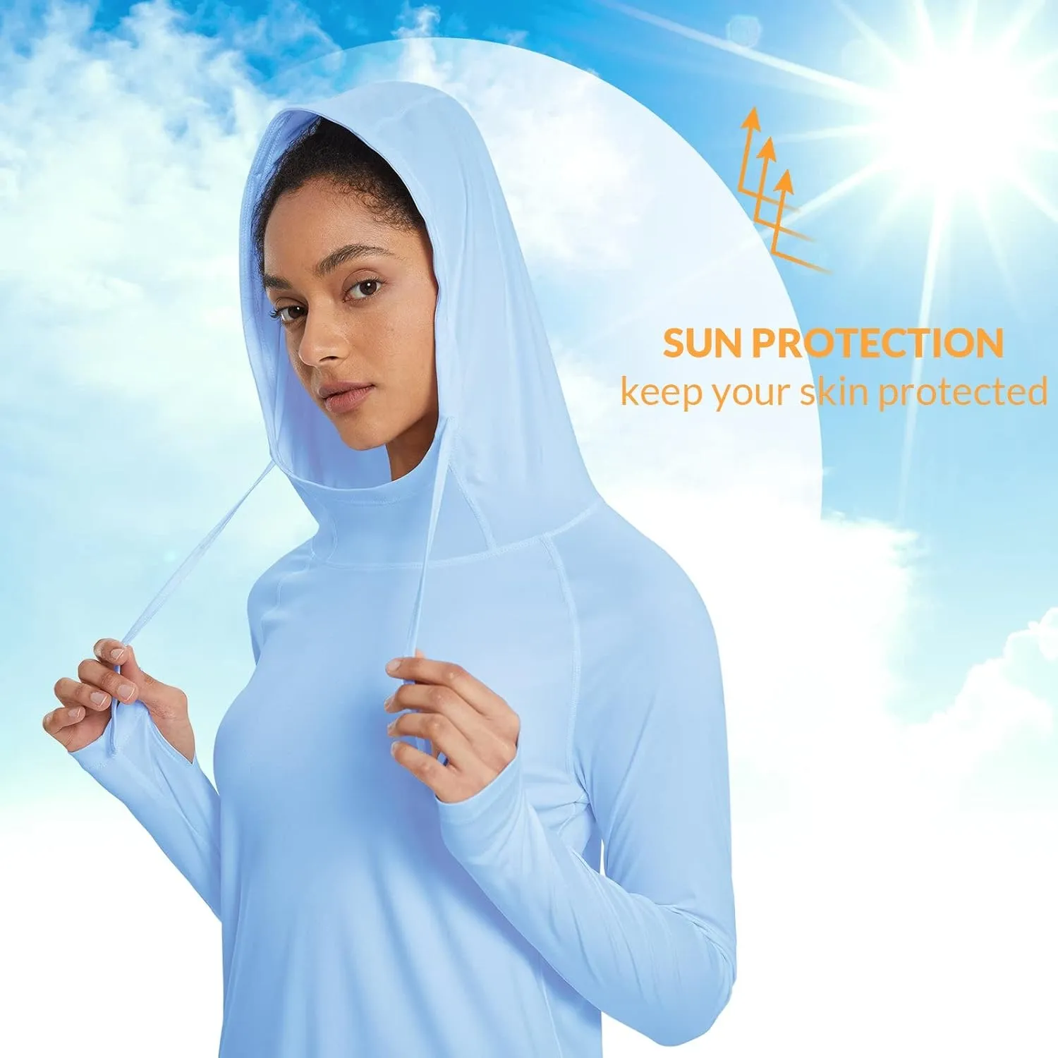 baleaf Women's Sun Protection Hoodie Shirt UPF 50  Long Sleeve UV SPF T-Shirts Rash Guard Hiking Running Quick Dry