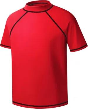 Boys Rash Guard Short Sleeve Swim Shirt UPF 50  Sun Protection Kids SPF Surfing Water Beach Swimwear Top Quick Dry