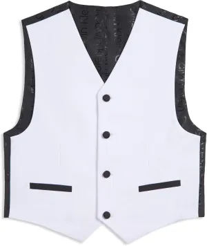 Calvin Klein Boys' Formal Suit Vest, Tailored Fit & Adjustable Back Strap, 4-button Single Breasted Closure & 2 Slit Pockets