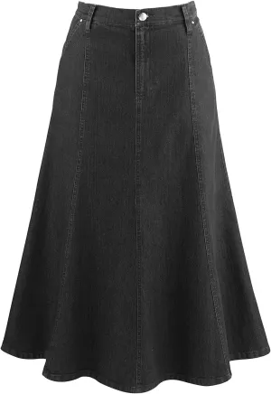 CATALOG CLASSICS Womens Long Denim Skirt Blue Jean Skirts for Women Midi Skirt