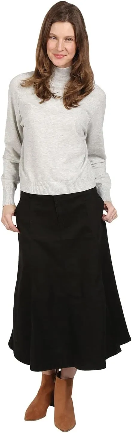 CATALOG CLASSICS Womens Long Denim Skirt Blue Jean Skirts for Women Midi Skirt