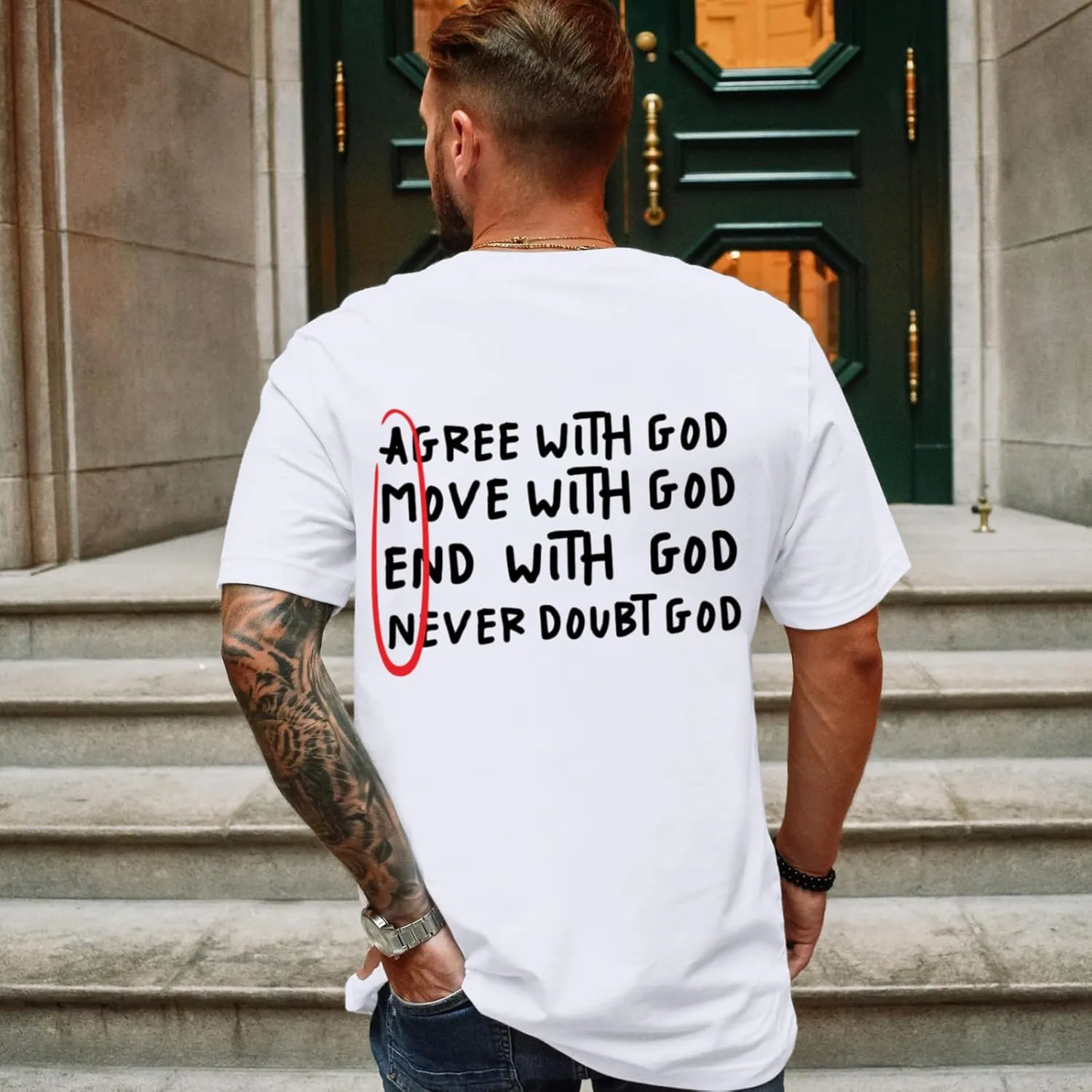 Christian Shirts for Men Inspirational God Shirt Religious Faith Tshirt Oversized Jesus Bible Verse Graphic Tee Top