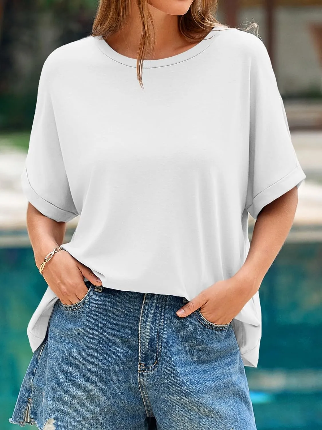 Cicy Bell Womens Oversized Short Sleeve Tshirts Summer Casual Round Neck Tops Loose Fit Boxy Basic Tee Shirts