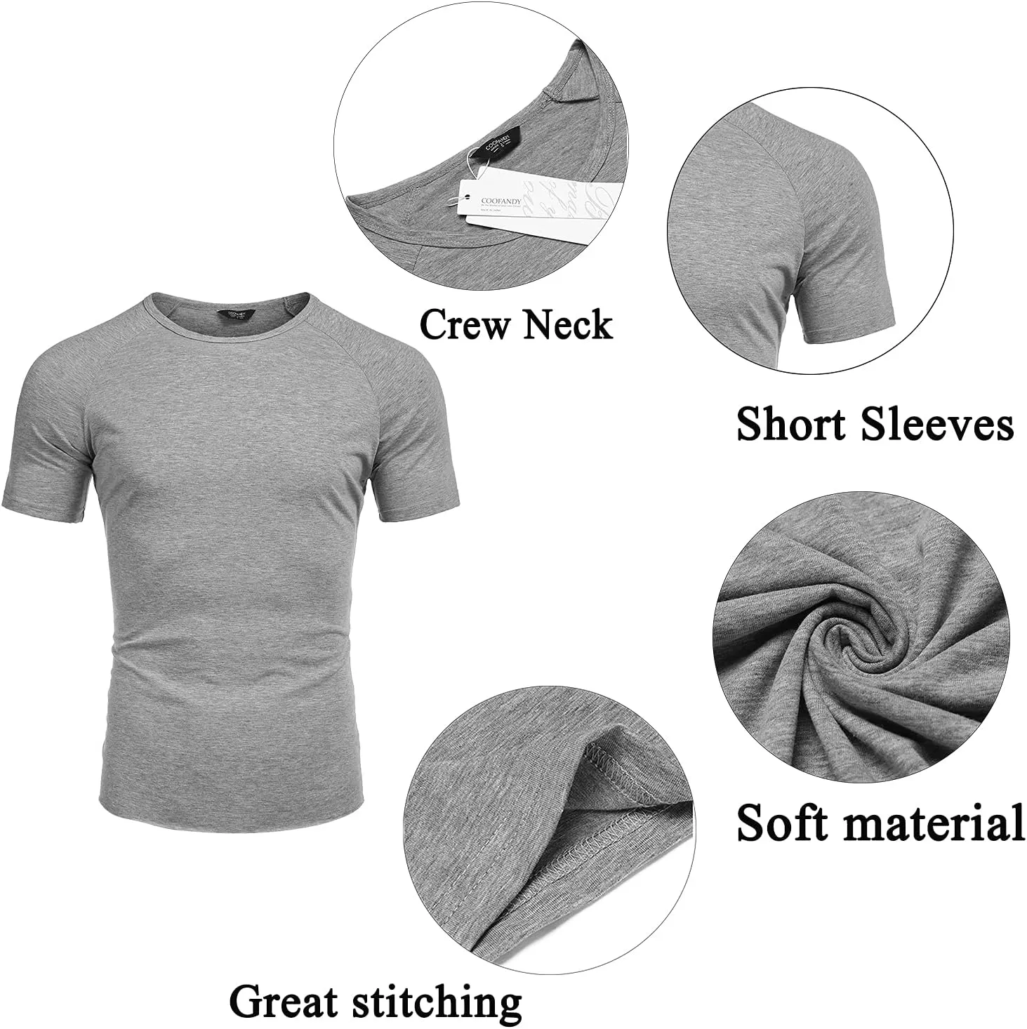 COOFANDY Men's 3 Pack Workout T Shirts Short Sleeve Gym Bodybuilding Muscle Shirt Base Layer Fitness Tee Tops