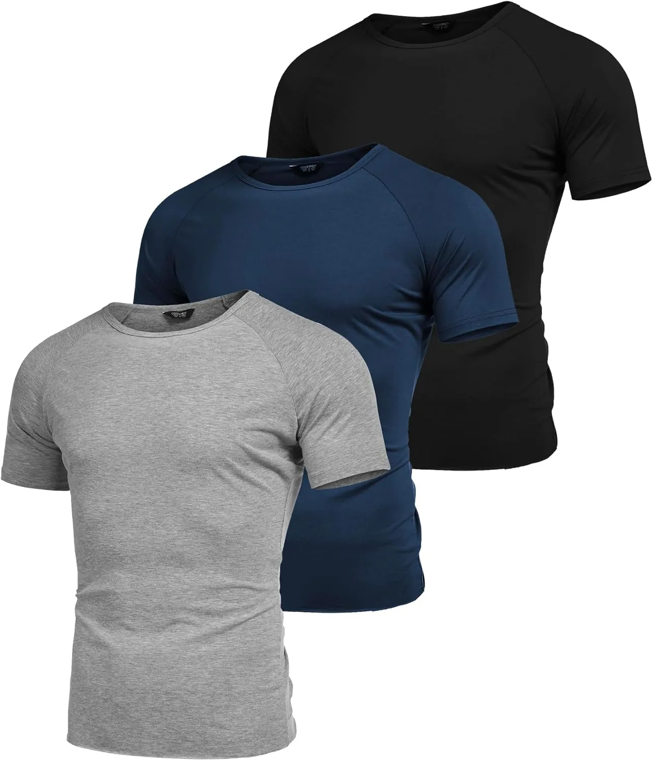 COOFANDY Men's 3 Pack Workout T Shirts Short Sleeve Gym Bodybuilding Muscle Shirt Base Layer Fitness Tee Tops