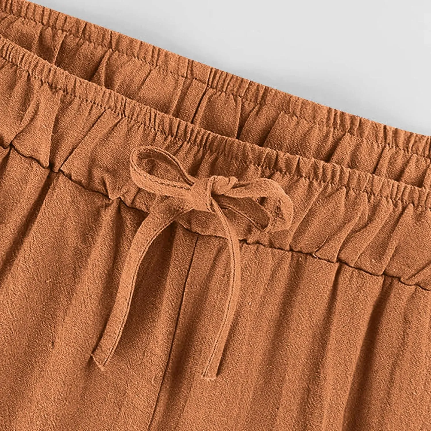 Cotton Linen Pants for Women Dressy Casual Trousers Loose Drawstring Waist Lounge Long Pants Pockets Summer Outfits
