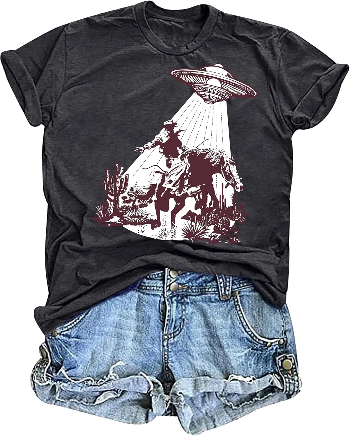 Cow Skull Shirts for Women Western Cowgirl Tshirt Vintage Rodeo Country Concert Outfit Cowboy Graphic Tee Tops