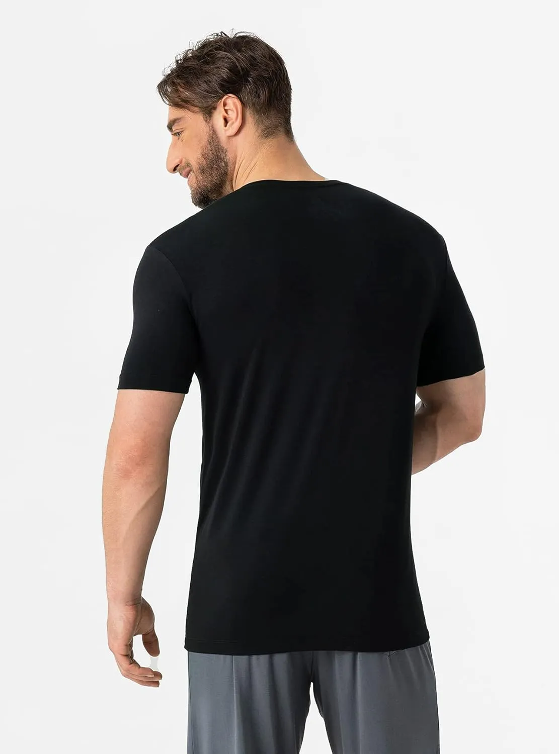 DAVID ARCHY Men's Undershirt Bamboo Rayon Moisture-Wicking V-Neck T-Shirts Stretch Tees for Men, 3 or 5 Pack