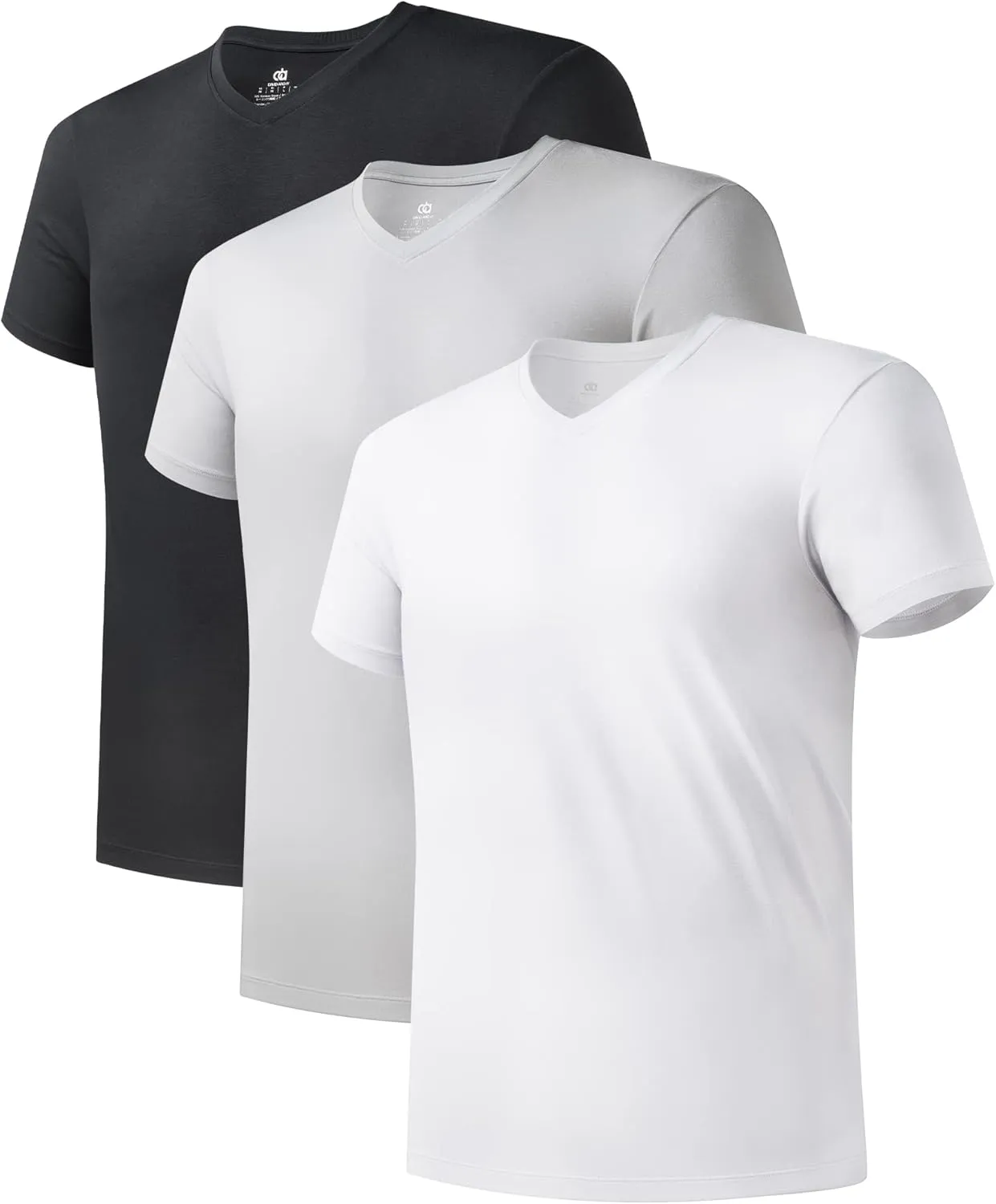 DAVID ARCHY Men's Undershirt Bamboo Rayon Moisture-Wicking V-Neck T-Shirts Stretch Tees for Men, 3 or 5 Pack