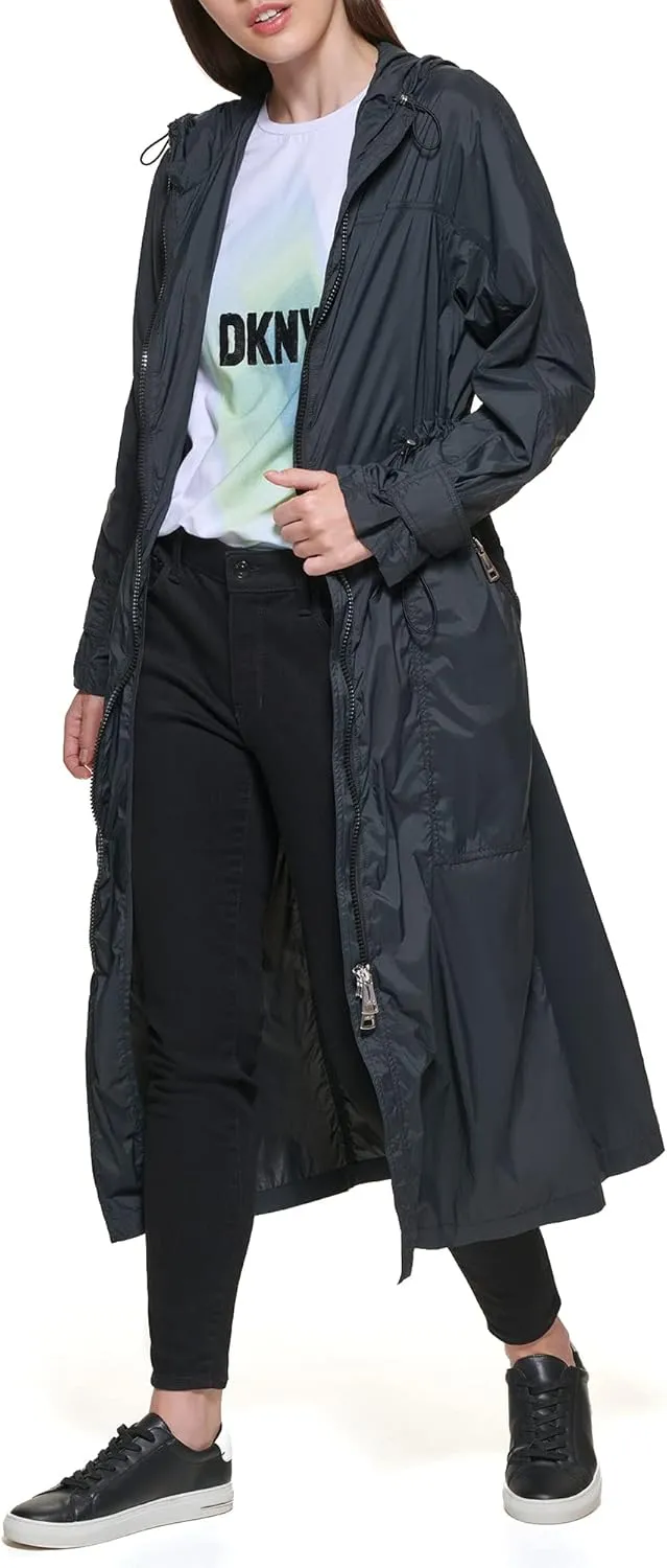 DKNY Women's Anorak Water Resistant Trench Coat