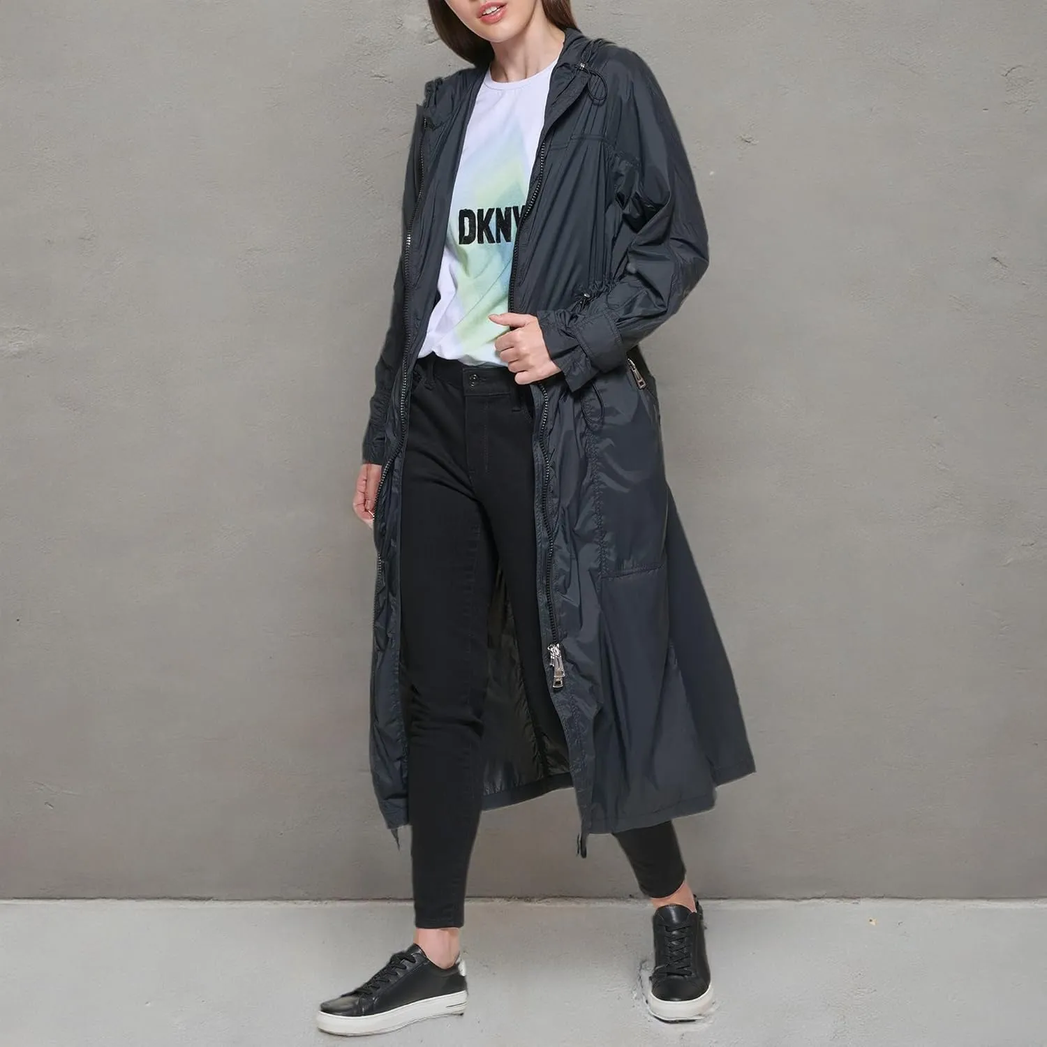 DKNY Women's Anorak Water Resistant Trench Coat