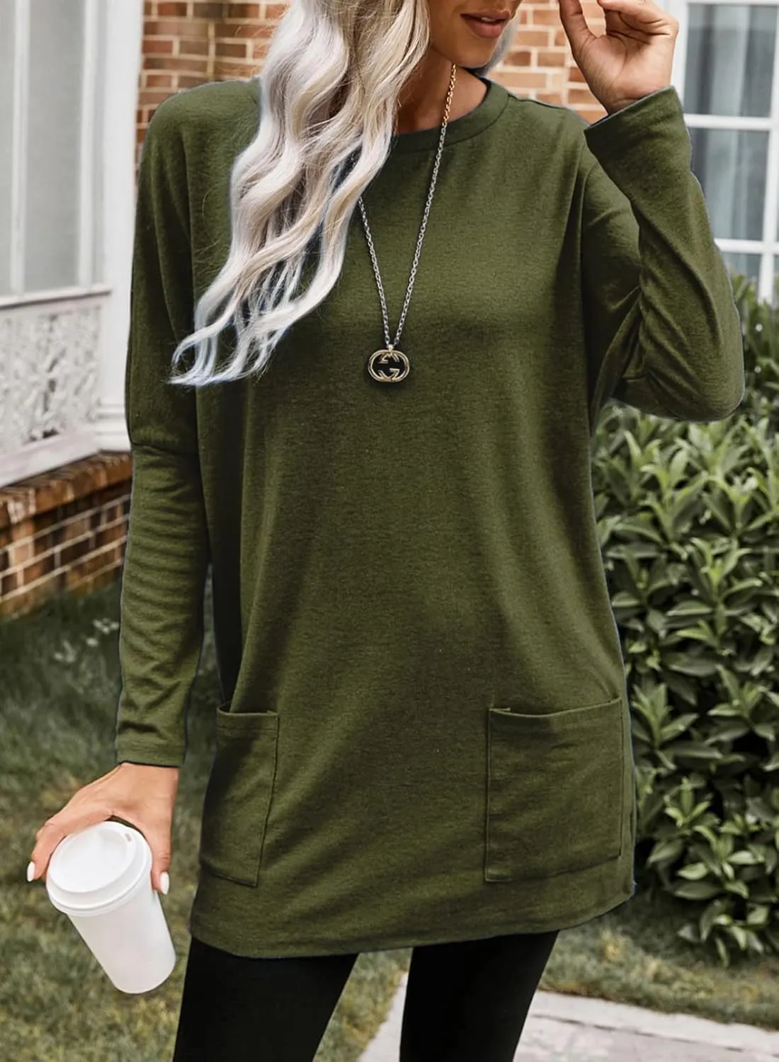 Dokotoo Womens 2025 Spring Outfits Casual Long Sleeve Shirts Lightweight Sweatshirts Fashion Tunic Tops with Pockets