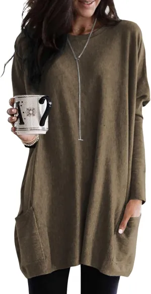Dokotoo Womens 2025 Spring Outfits Casual Long Sleeve Shirts Lightweight Sweatshirts Fashion Tunic Tops with Pockets