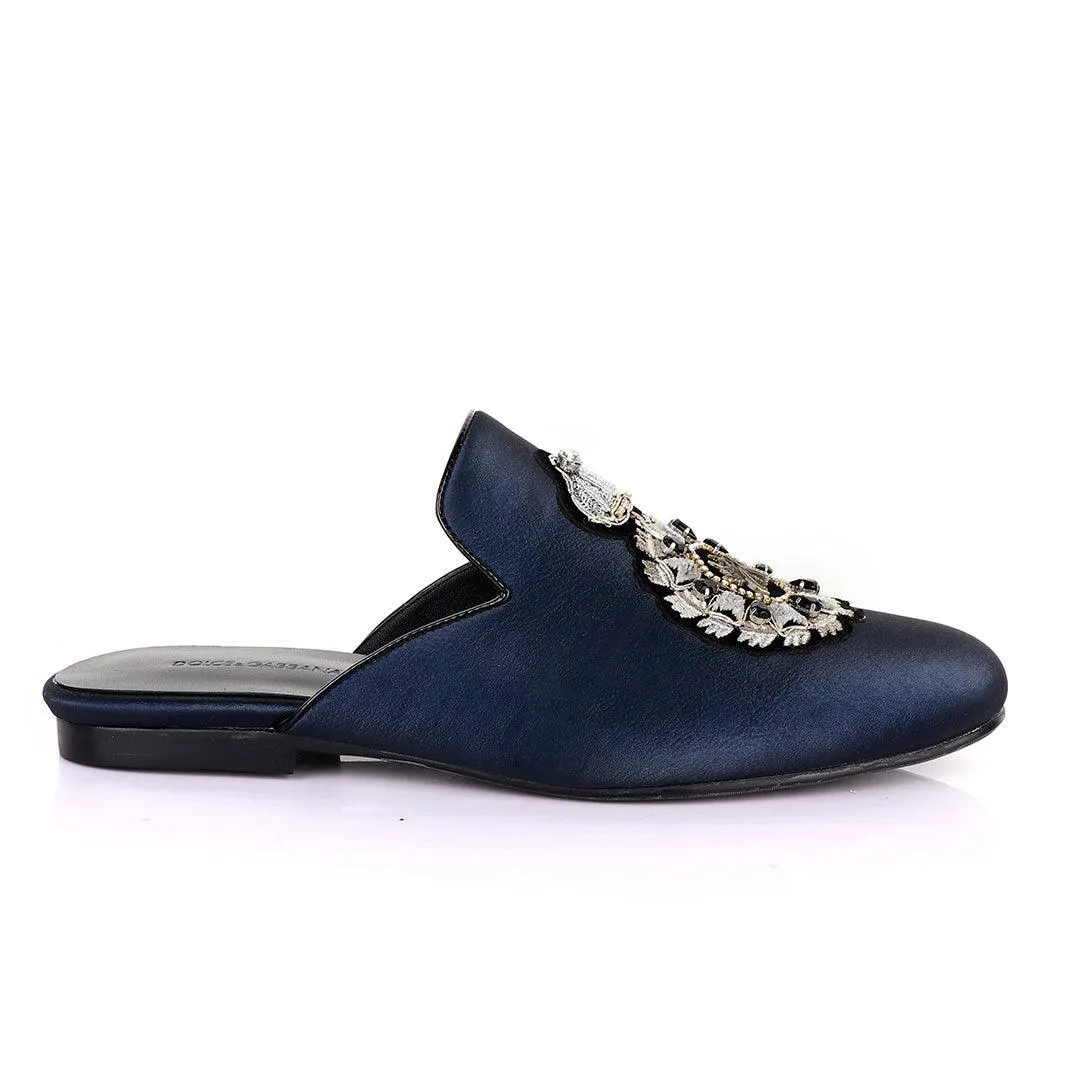Dolce and Gabbana Spider Design Blue Animal Skin Mole Shoe
