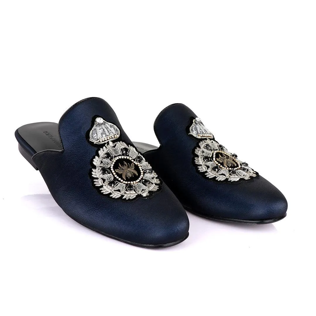Dolce and Gabbana Spider Design Blue Animal Skin Mole Shoe