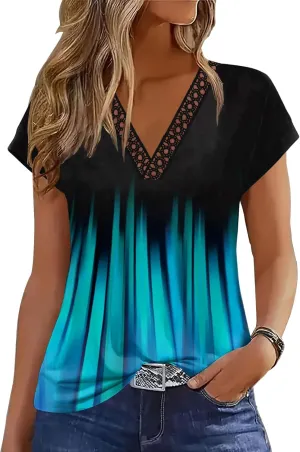 ETCYY Womens Summer Tank Tops 2025 Loose Fit Trendy Lace V Neck Solid Color Cap Sleeve T Shirts Blouses