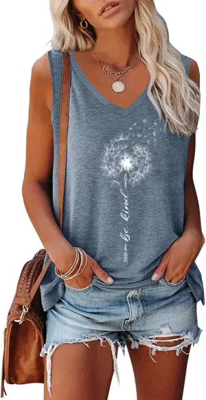 ETCYY Womens Summer Tops Sexy Tie Dye V Neck Tank Top Loose Fit Cute Printed Workout Sleeveless T Shirts