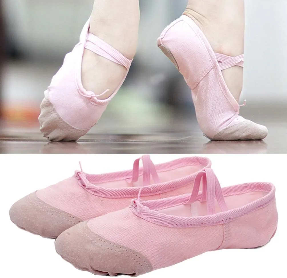 EXCEART 1 Pair Yoga Shoes Yoga Dance Shoe Ladies Canvas Ballet Shoes Ballet Shoes Slippers Split Sole Ballet Shoes Soft Sole Dance Shoes Women Pink Toddler Dancing Shoes Flat