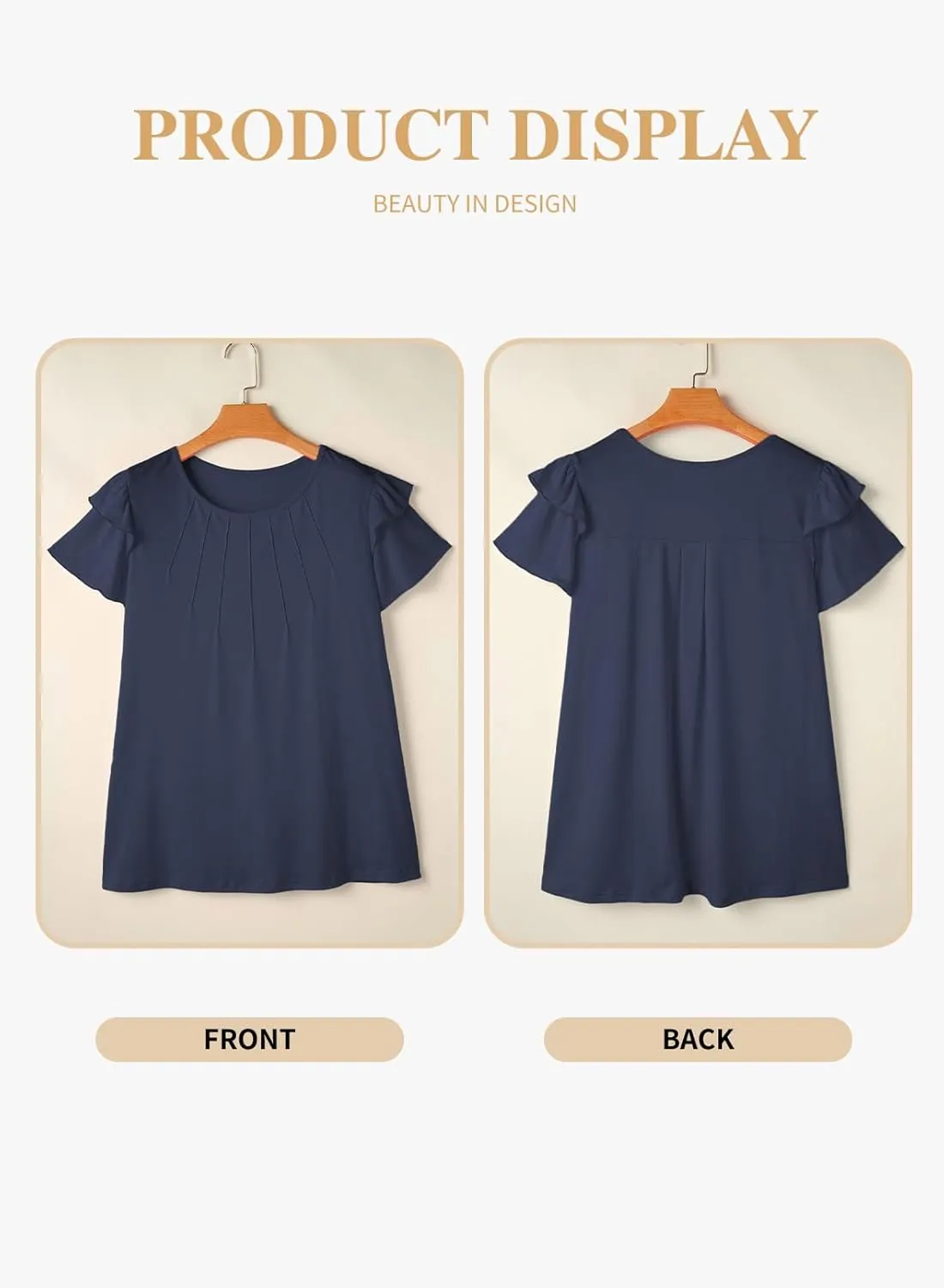 Eytino Women Plus Size Tops Ruffle Short Sleeve Crew Neck Summer Loose Casual Blouse T Shirts(1X-5X)