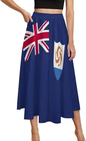 Fattyeery Skirts for Womens Antarctica Flag Summer Pleated High Waisted Long Skirt Casual Skirt for Beach Party Holiday Dress